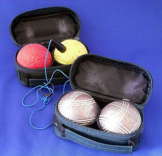vintage set 4 bocce petanque balls carrying case from canada