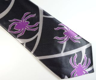 Halloween Spider Black Purple Costume Cheap Novelty Fun Neck Tie Mens 