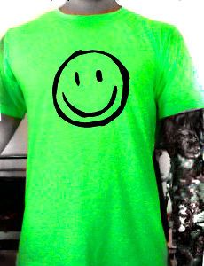 smiley face neon t shirt nu rave glow uv lights