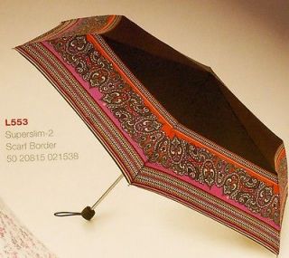 FULTON SUPERSLIM 2 SCARF BORDER MANUAL FOLDING UMBRELLA NWT