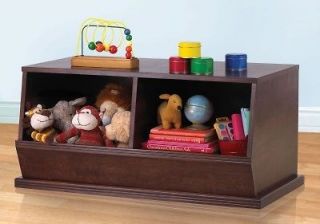 Childrens Stackable Storage Toy Bin CHOCOLATE BROWN New