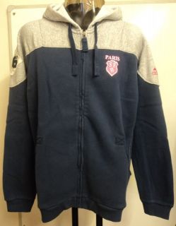 STADE FRANCAIS NAVY/GREY HOODY BY ADIDAS SIZE LARGE BRAND NEW WITH 