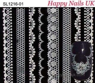   ♥ Professional 3D Nail Art Lace Stickers Decals in White