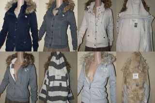 Abercrombie Hollister Premium Hoodie w/Fur Outerwear Jacket WomenS M 
