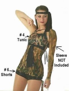 DANCE STORM 2pc Set Tunic Top & Shorts Camouflage Dance Costume SIZE 