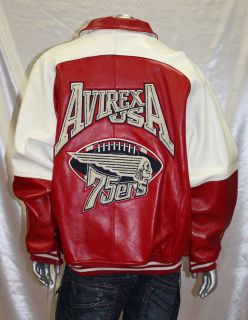 avirex red white 100 % genuine leather jacket more options size time 