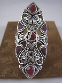   AUTHENTIC JEWELRY SILVER TONE~RUBY & PURPLE STONE RING, SIZE 7, NWT