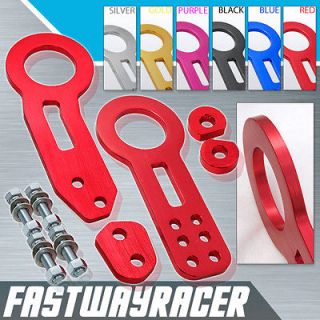 Universal JDM Aluminum Red Front Tow Hook + Rear Tow Hook Towing Kit 