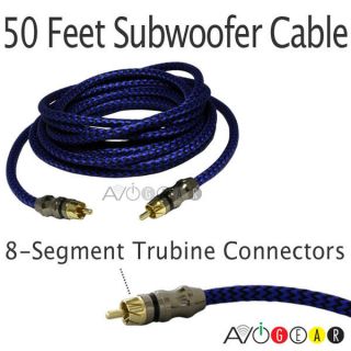 Premium 50 feet /15.24M Subwoofer Cable/Braided/​24K 8 Segment 
