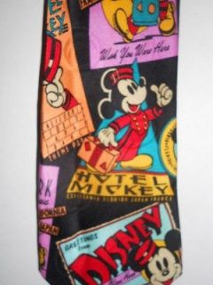   Mens Silk Neck Tie Mickey Mouse Bellhop Hotel Suitcase Florida