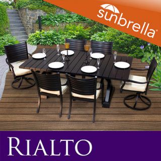   Rialto Outdoor Cast Aluminum Patio Dining Set W / Sunbrella Covers
