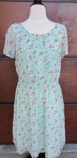 Sundance Ws Jenna Silk Dress Petites Size 14 Mint Green w/ Floral $ 