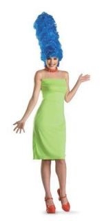 NWT WOMANS ADULT DELUXE MARGE SIMPSON COSTUME BEEHIVE WIG DRESS 
