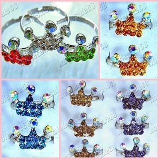   lots jewelry 30pcs multicolor CZ rhinestone Queen Crown fashion rings