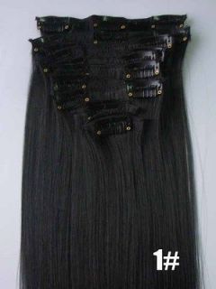   12PCS Full head Clip in Synthetic Hair Extensions Straight 16colors