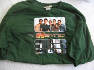 NSync Youth Extra Large Long Sleeve Green T Shirt With Image