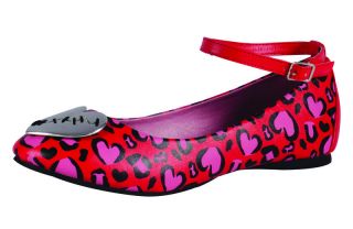 TUK A8168 Red Heart Leopard Ballet Flats Shoes Kawaii Rockabilly Punk