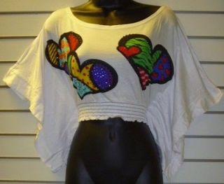 NWT SEXY Sequins Sweet HEART Poncho Dolman Sleeve Shortie Crop Top 