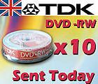 10 tdk dvd rw dvd rw blank discs cake recordable