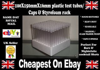 100x150mmx16mm plastic test tubes caps styrofoam rack beads wedding 