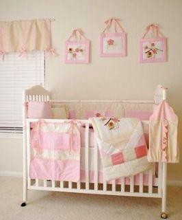 11 pcs boutique baby girl flower bird crib bedding set