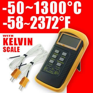 Digital Thermometer with 2 K Type Thermocouples Sensor  58 ~ 2372°F