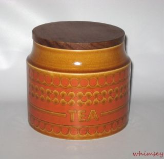 hornsea pottery saffron tea canister jar 4 wood lid from