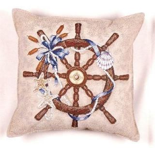 Captains Wheel Nautical Decorative Throw Pillow 17 x 17
