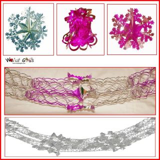 Pink & Silver CHRISTMAS   WEDDING Ceiling Foil Decorations 5 Designs 
