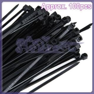 100pcs black self locking plastic cable zip tie 7 7