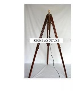 Antique Solid Brass Timber Tripod Floor Lamp Stand ,With Wiring And 