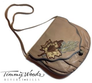 VTG TIMMY WOODS of Beverly Hills Leather & Snakeskin Handbag Purse 