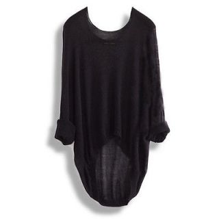 HOT Ladies Casual Batwing Round Neck Knitted Pullover Jumper Loose 