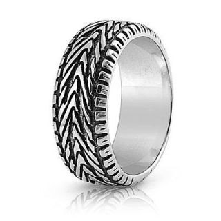 316L Stainless Steel Oxidized Ring   Tire Ring Design  Sz.8 15