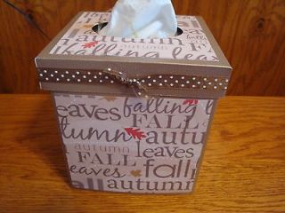 paper handcrafted tissue box cover fall tan 