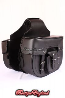 SD15 SOFTAIL Black Motorcycle Motorbike Cruiser Panniers Leather 