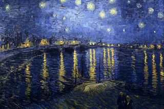 Van Gogh stars, night, water, reflections   CANVAS OR PRINT WALL ART