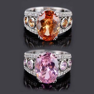   Cut Pink Topaz Morganite Gemstone Stamped Silver Ring Jewelry R0183