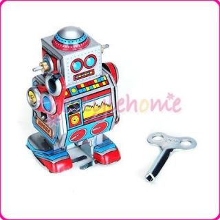 mini wind up walking classic robot toy vintage style from