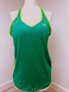 New Womens Adidas 2 Tone Green Quick Dry Tank Top With Built In Bra L 