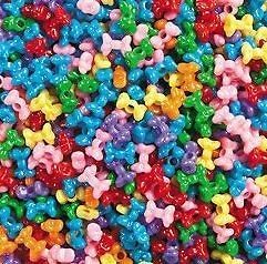 25 Ribbon Bow Shaped Pony Beads Plastic 1/2 Great for Kids Crafts