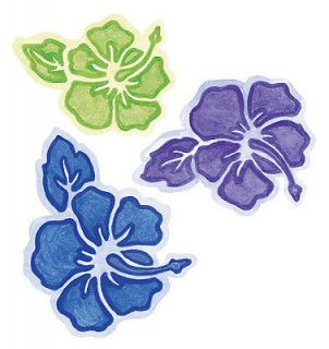   25 Blue Purple Wallies Hibiscus Hawaiian Instant Sticker Border