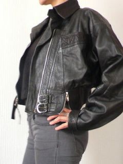 black leather jacket FIFTH AVENUE TRENDS s/ L chic rock biker Ramones 