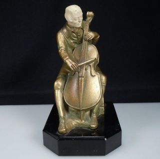 1932 jb hirsch cellist bookend metal sculpture 