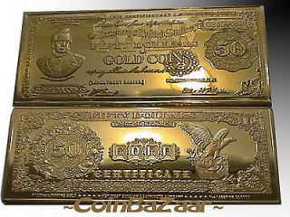 Troy Ounce 1884 series $50 WRIGHT Gold certificate .999 Gold/Copper