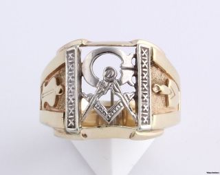 Vintage Masonic Master Mason Blue Lodge Ring   14k Yellow & White Gold