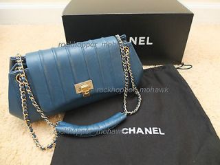   Chanel Classic No Flap Bag Turquoise Blue Sac Class Deriv Purse Chain