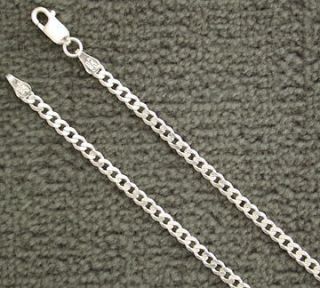 sterling silver curb 3mm chain necklace italian italy 