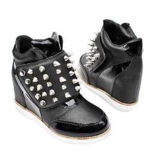 RARE Jeffrey Campbell $225 Metal Stud Wedge Leather Sneaker Teramo 