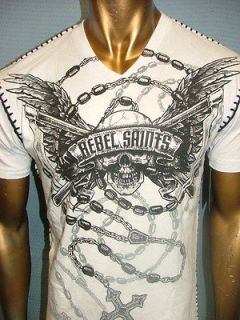   by AFFLICTION Wht ROSARY Graphic FIGHT BIKER MMA UFC T SHIRT MEN XL